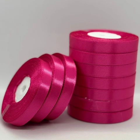 Стрічка атласна 1.2 см (10*36 ярдів), 130 горячо-рожевий
