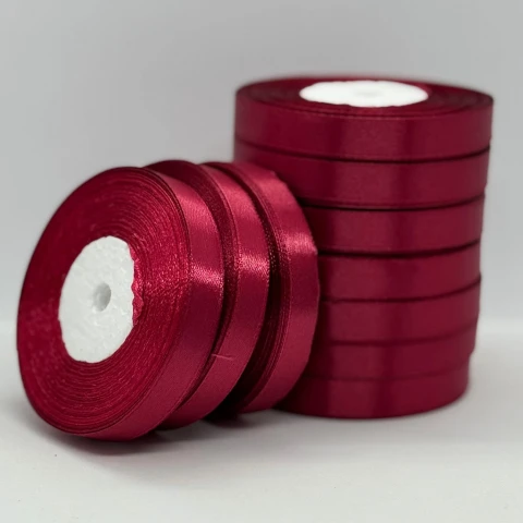 Лента атласная 1.2 см (10*36 ярдов), 166 спелая вишня