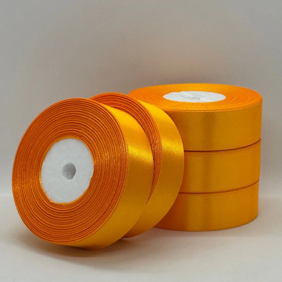 Стрічка атласна 2.5 см (5*36 ярдів), 17 жовтий янтарний