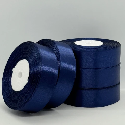 Стрічка атласна 2.5 см (5*36 ярдів), 120 синій шкільний