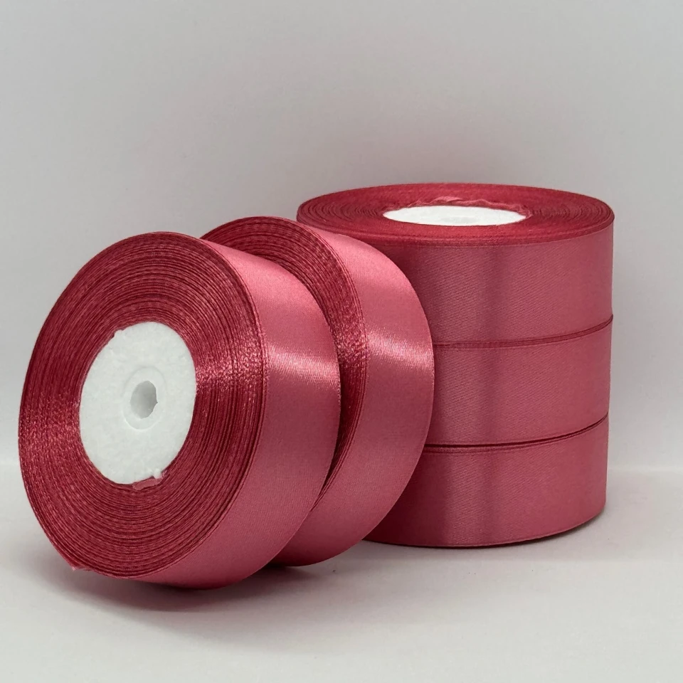 Стрічка атласна 2.5 см (5*36 ярдів), 170 темно-корраловий