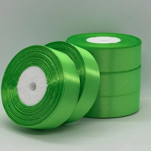 Стрічка атласна 2.5 см (5*36 ярдів), 115 зелене яблоко