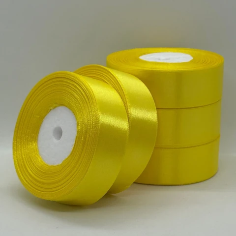 Стрічка атласна 2.5 см (5*36 ярдів), 143 світлий жовтий