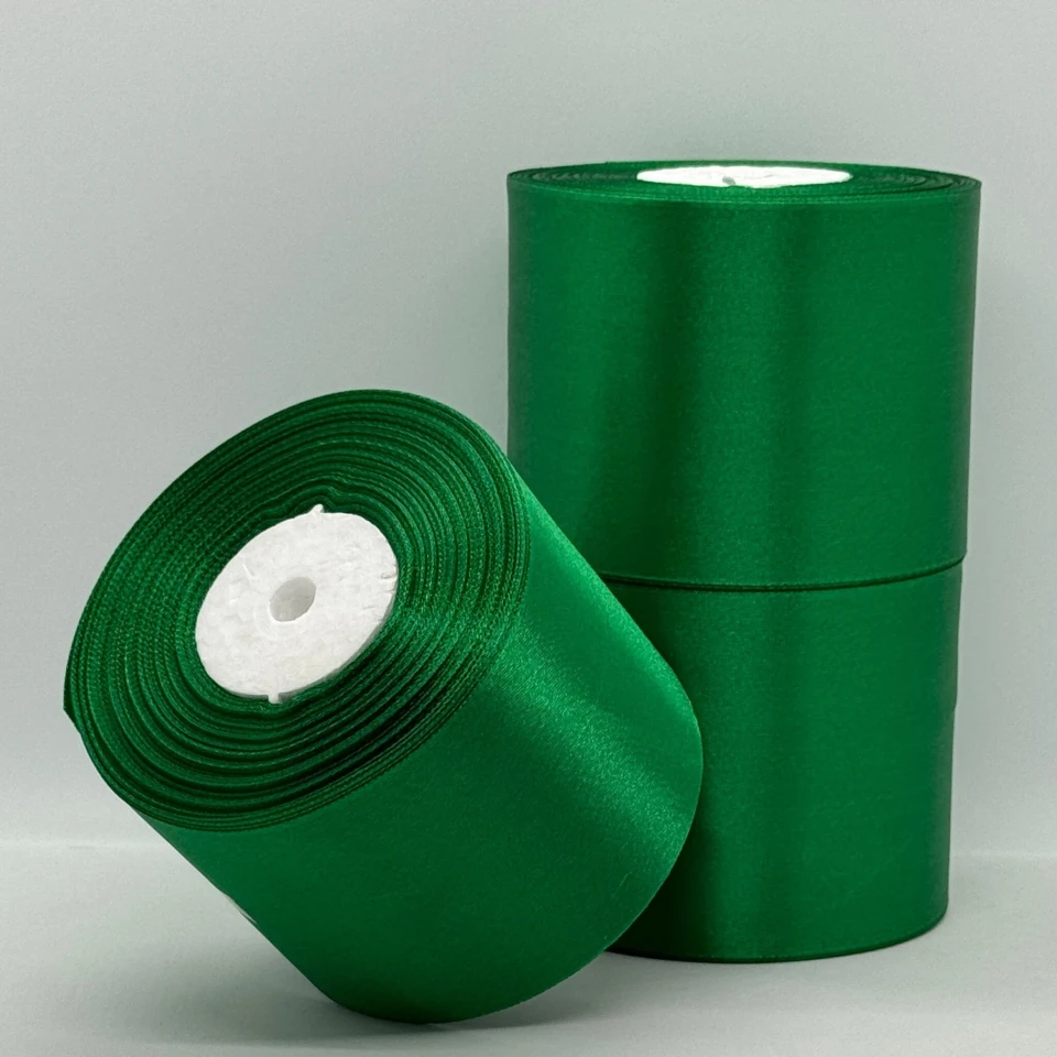 Стрічка атласна 7.5 см (3*36 ярдів), 76 зелена спаржа