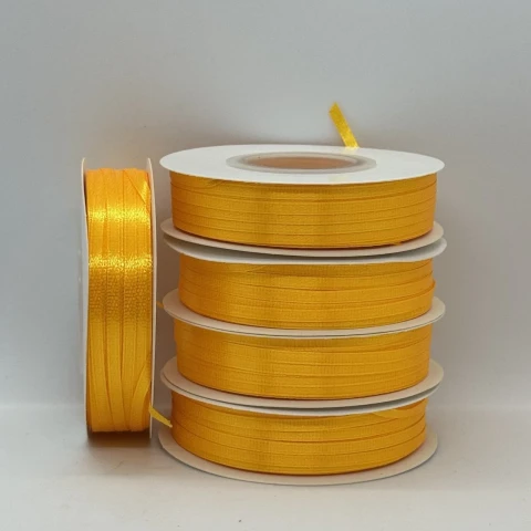 Стрічка атласна 0.3 см (5*100 ярдів), 16 темний жовтий