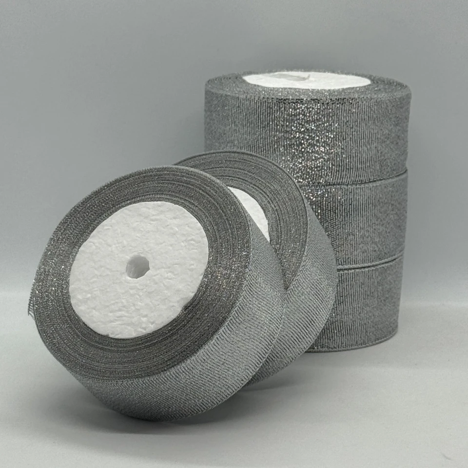 Тасьма парчева 4 см (5*25 ярдів/ 22,75 м.), срібло