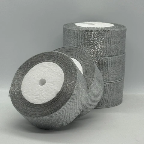 Лента парчовая 4 см (5*25 ярдов/ 22,75 м.), серебро