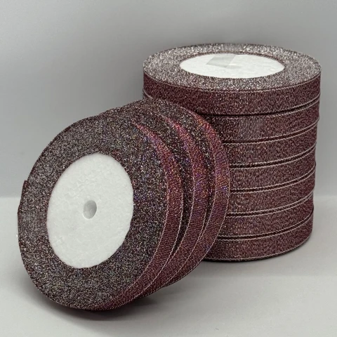 Тасьма парчева 1,2 см (10*25 ярдів/22,75 м.), 28 баклажан + срібло