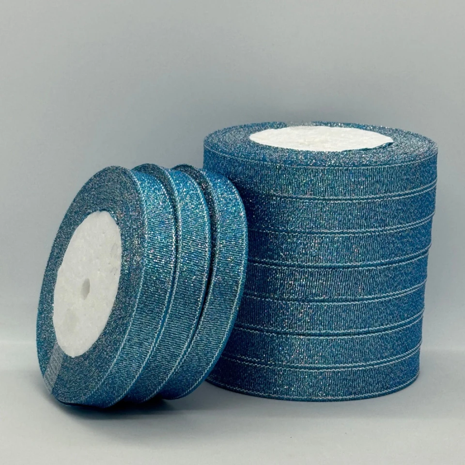 Тасьма парчева 1,2 см (10*25 ярдів/22,75 м.), 198 бірюза + срібло