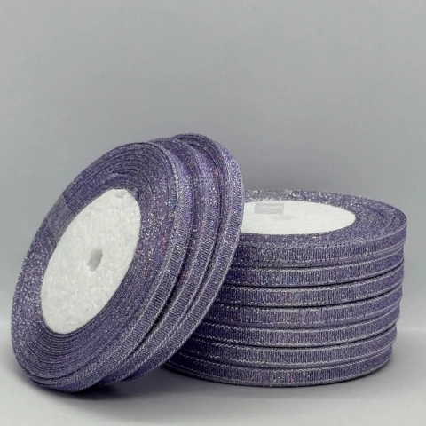 Тасьма парчева 0,6 см (10*25 ярдів/22,75 м.), 21 фіолетовий +срібло
