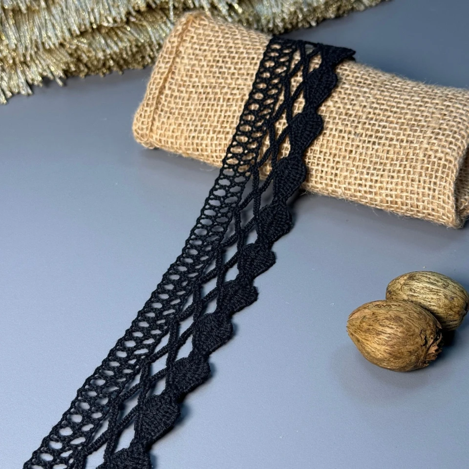Мереживо макраме 5206 4 см.(100 ярдів/91,4 м.), чорний