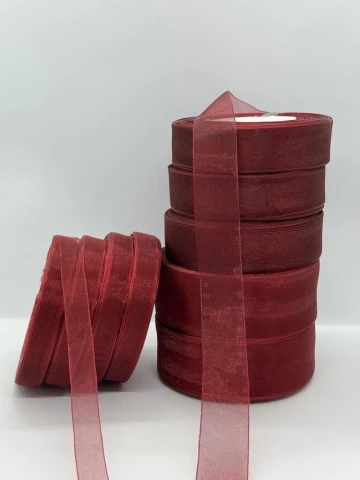 Лента органза 1,25 см (10*50 ярдов/45 м.), 1048 бордовый
