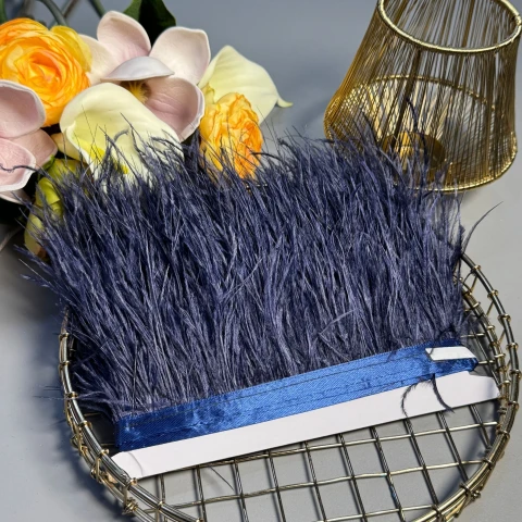 Пір'я на тасьмі 7-10 см (10 метрів), темно синій