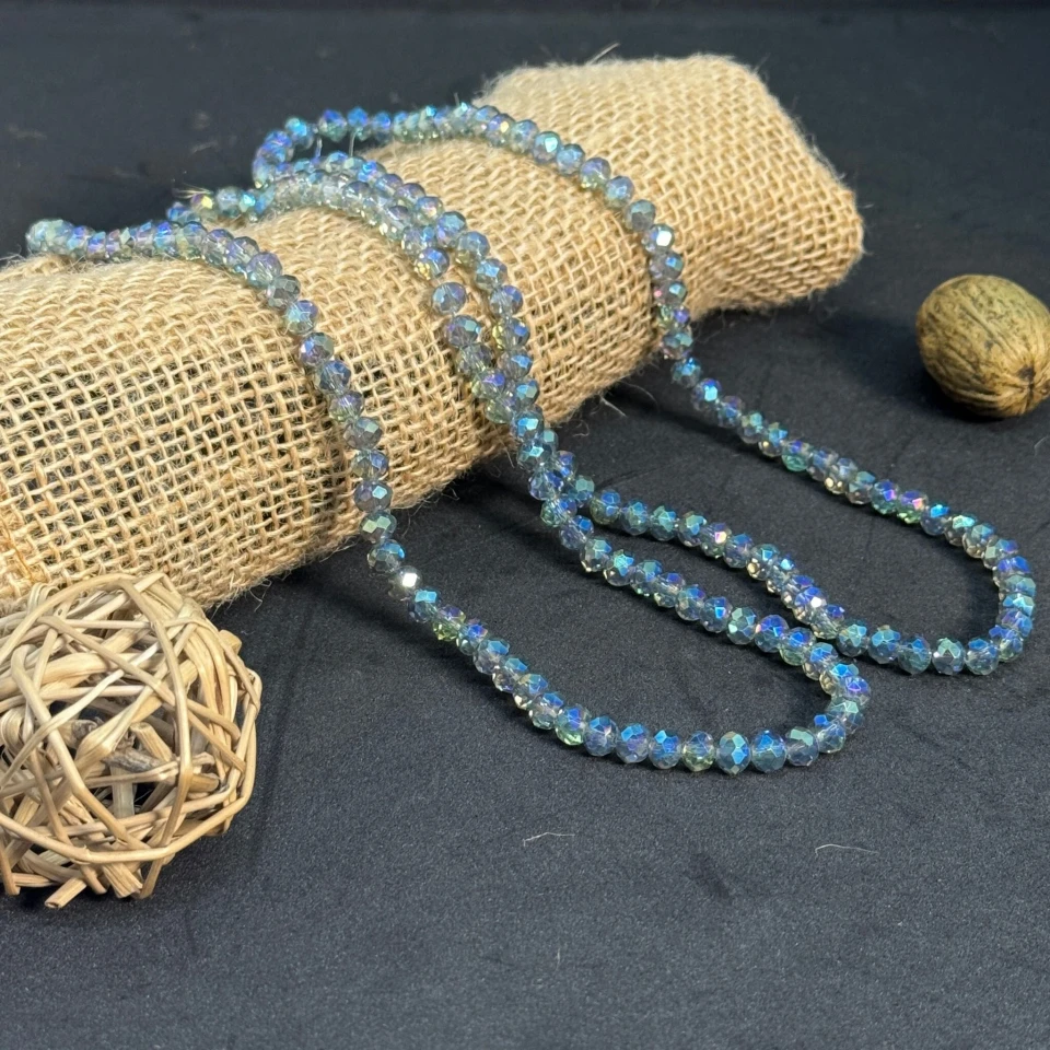 Хрусталь на нитці 6 мм (10*83 шт.), М098 сіро блакитний