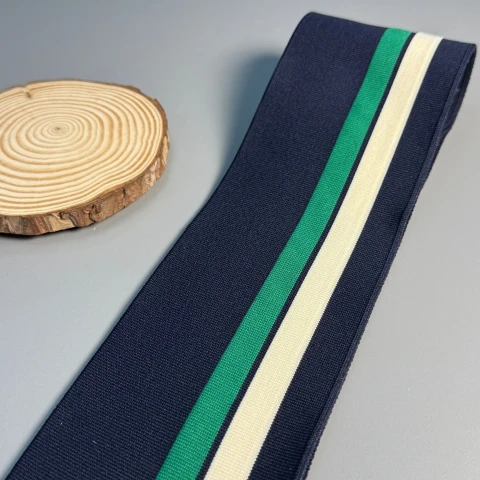 Пояс трикотажний довяз D#4 спорт (8.5см*90 см), синій+зелений+молочний