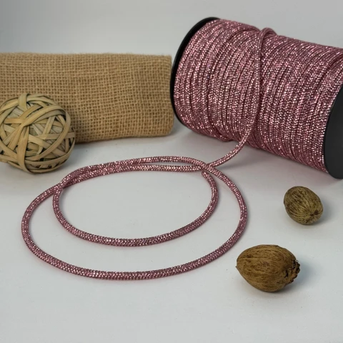 Стразовий шнур 4 мм 8 рядів (50 м), рожевий PINK