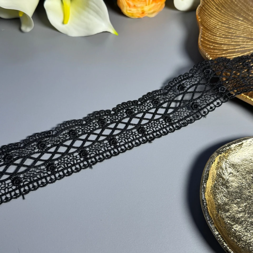 Мереживо поліестер ВВ100375 5 см.(15 ярдів/13.5 м.), чорний