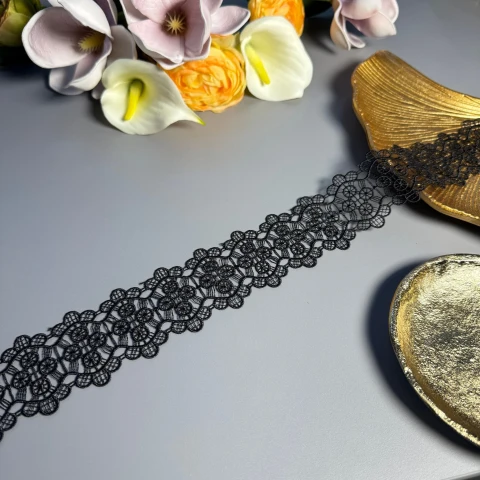 Мереживо поліестер ВВ103940 5 см.(15 ярдів/13.5 м.), чорний