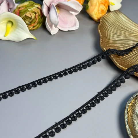 Мереживо поліестер ВВ104784 1,5 см.(30 ярдів/27.3 м.), чорний