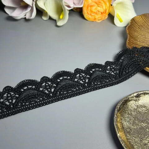 Мереживо поліестер ВВ203205 6 см.(15 ярдів/13.5 м.), чорний