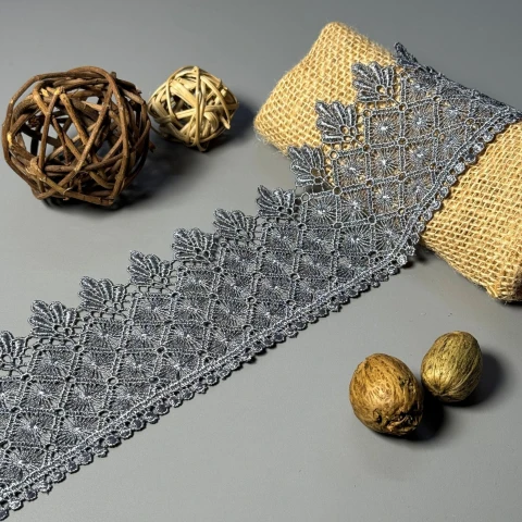 Кружева полиэстер 184 9 см.(19-19.5 метров), сірый (19 метров)