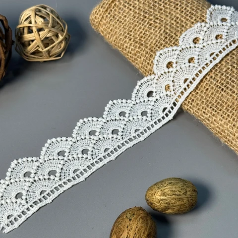Мереживо поліестер 2 4 см.(19.7 метрів), білий (19.7 метрів)