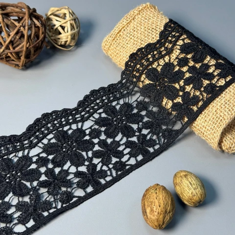 Кружева полиэстер 147 10 см.(19.8-20 метров), черный (20 метров)