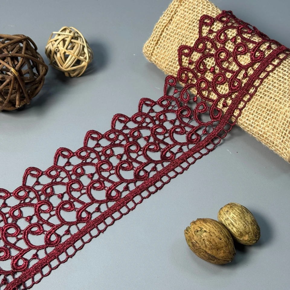 Мереживо поліестер 192 8 см.(20 метрів), бордо (20 метрів)