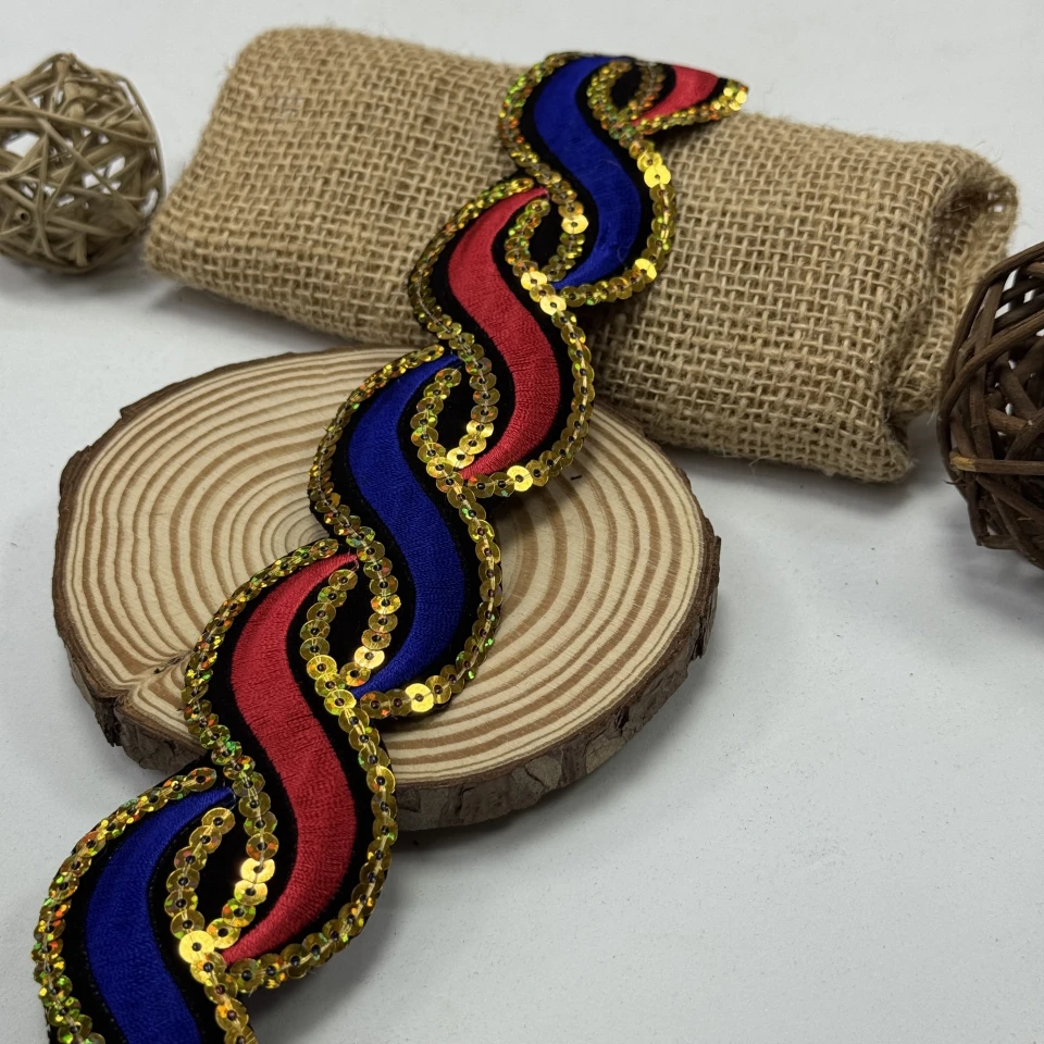 Тасьма клейова люрекс  8199 (4.8 м), темний синій+червоний