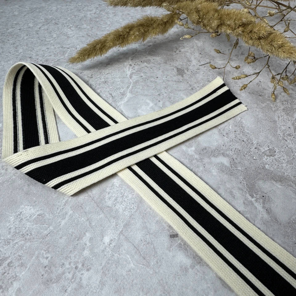 Лампас трикотажный Спорт 4 см (45 м), D:1 черный