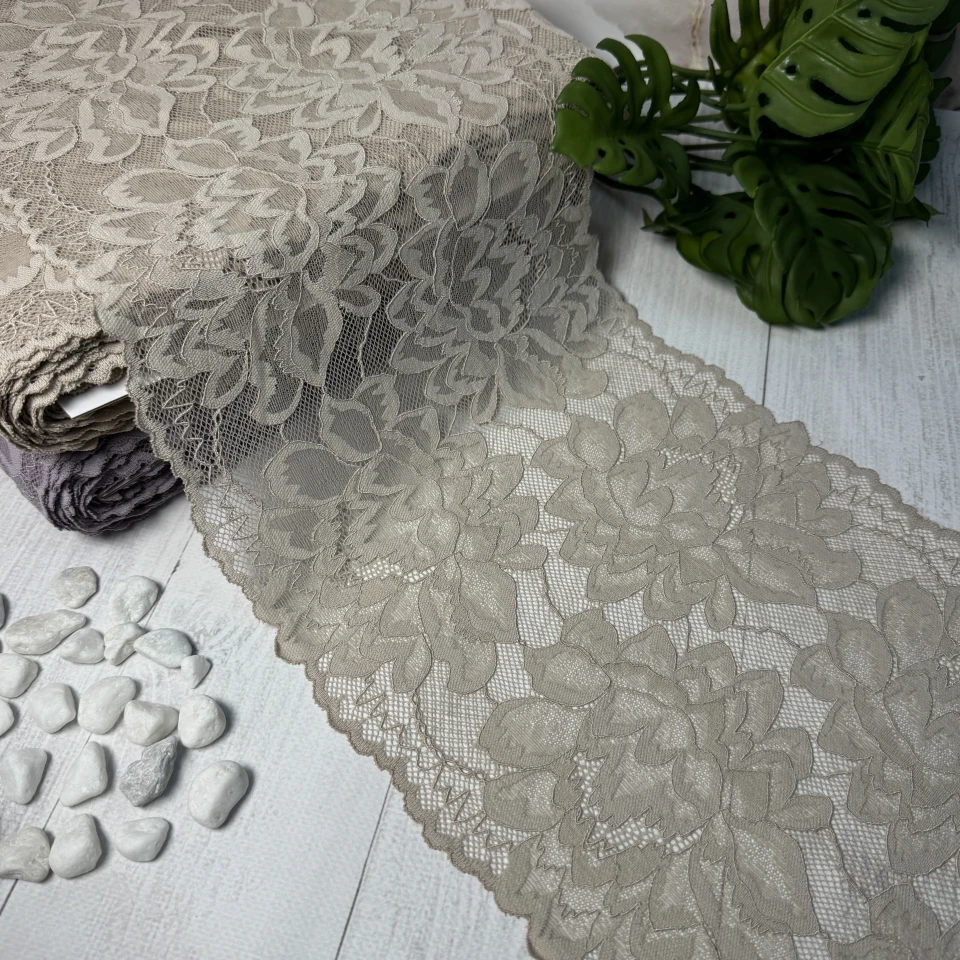 Мереживо стрейч (1113) 21,5 см (25 м.), бежевий