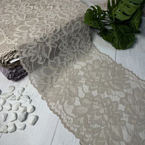 Мереживо стрейч (1113) 21,5 см (25 м.), бежевий