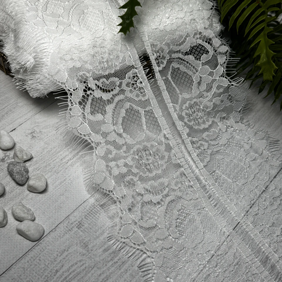 Мереживо французьке J73174  10 см. (20*3 м.), теплий білий