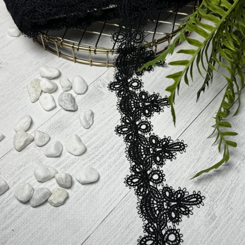 Мереживо поліестер Н778А  см.(15 ярдів/13.5 м.), чорний