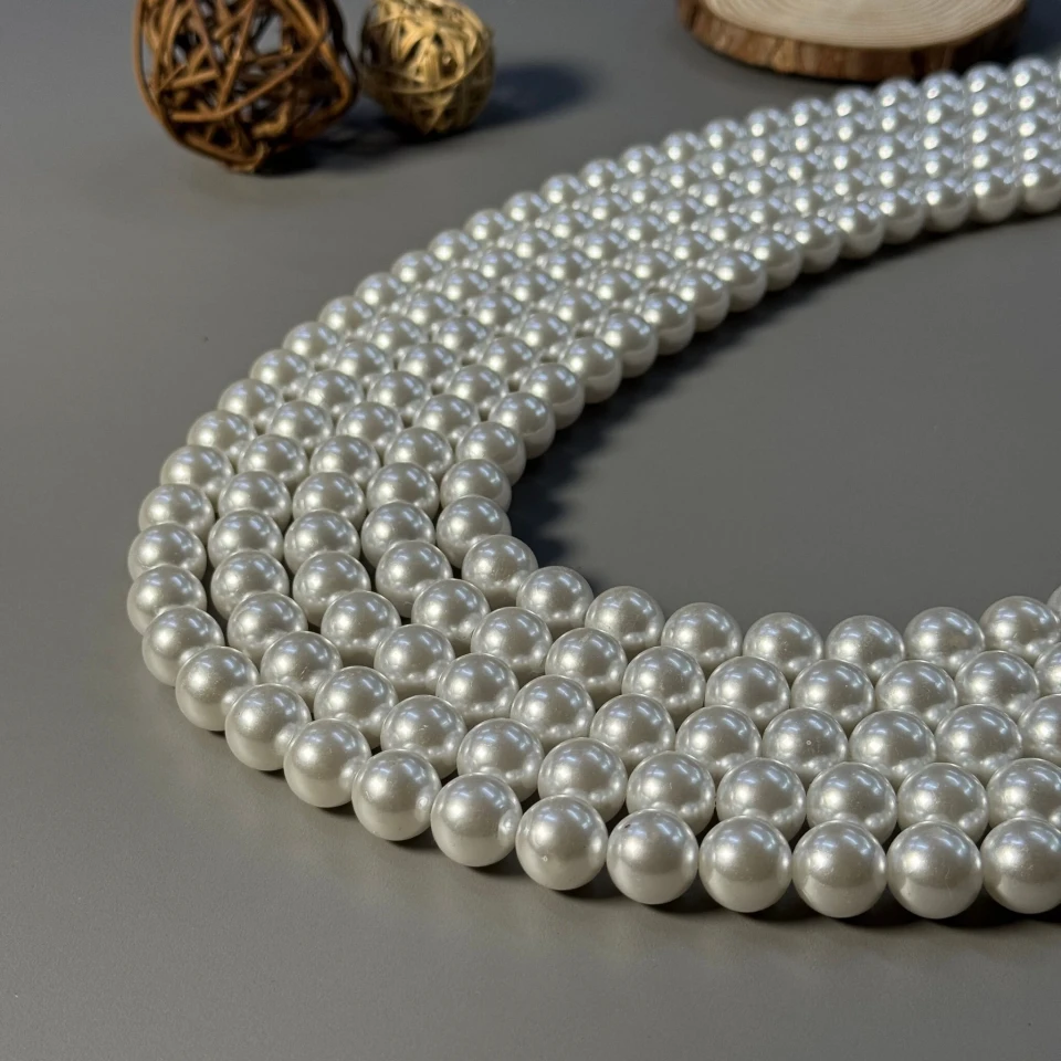 Перли на нитці 16 мм 1 кг, білий