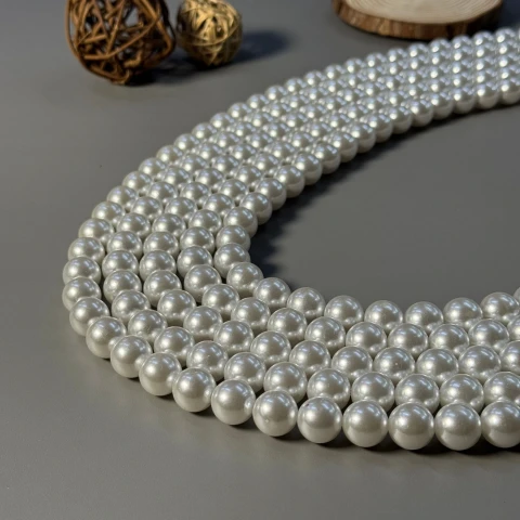 Перли на нитці 16 мм 1 кг, білий