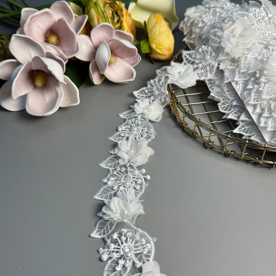 Мереживо поліестер 3D Н5700  5см.(10 ярдів/9.1 м.), білий