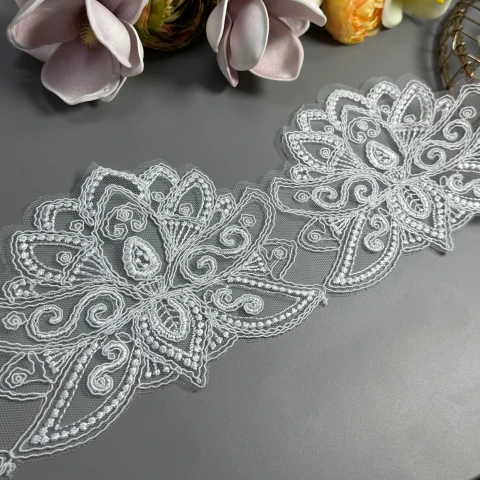 Мережево з кордовую ниткою  Т600006 12 см.(16 ярдів/14.6 м.), білий