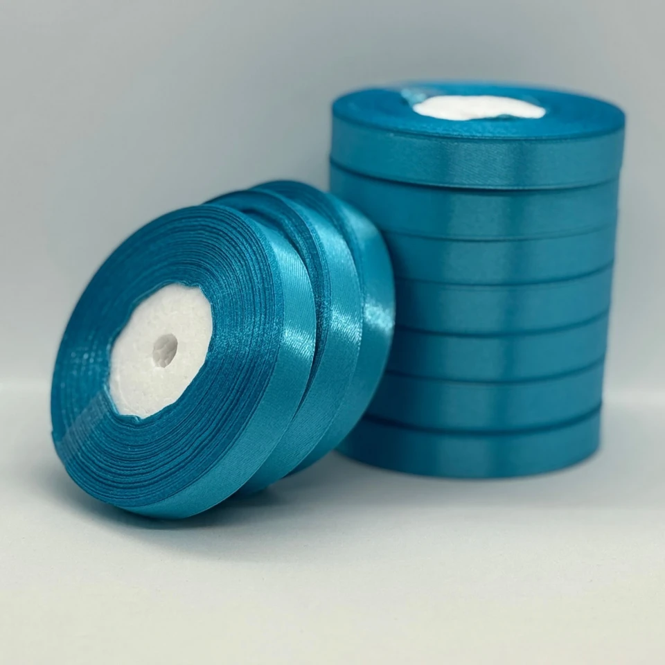 Стрічка атласна 1.2 см (10*36 ярдів), 20 синій бірюза