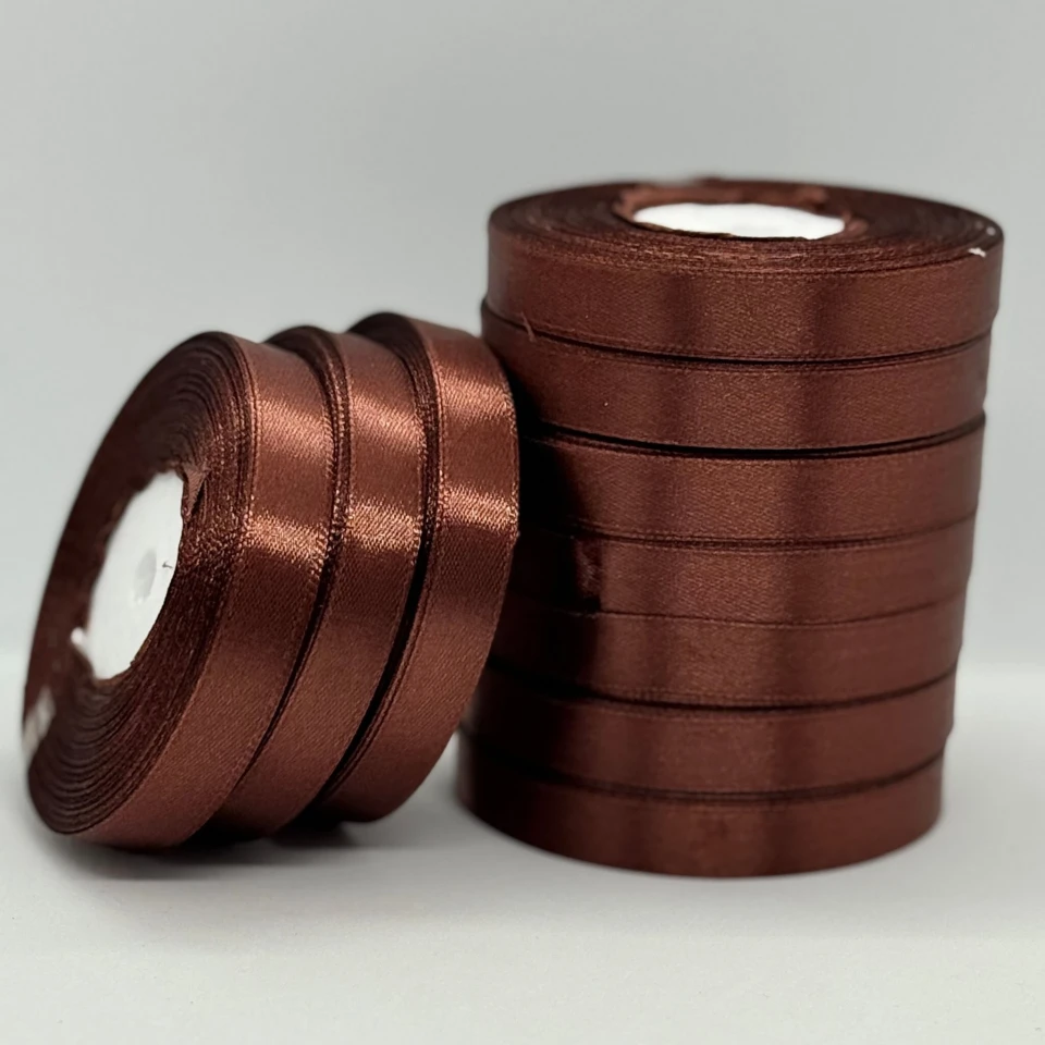 Стрічка атласна 1.2 см (10*36 ярдів), 70 шоколад