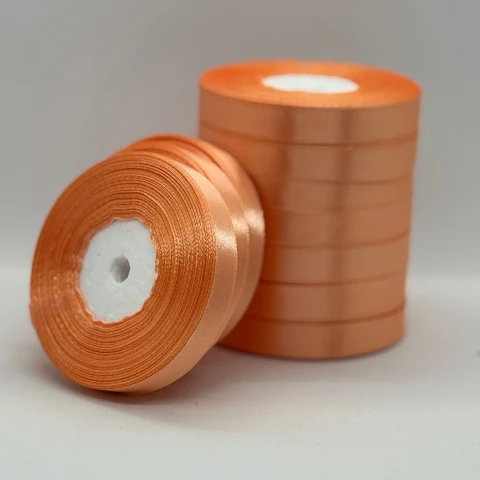 Лента атласная 1.2 см (10*36 ярдов), 124 темный персиковый