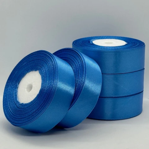 Стрічка атласна 2.5 см (5*36 ярдів), 121 світлий синій