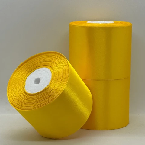 Лента атласная 7.5 см (3*36 ярдов), 132 желтый