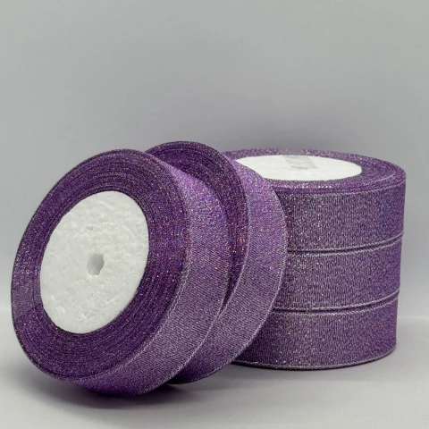 Тесьма парчовая 2,5 см (5*25 ярдов/22,75 м.), 69 фиолетовый + серебро