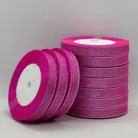 Тасьма парчева 1,2 см (10*25 ярдів/22,75 м.), 34 ліловий + срібло