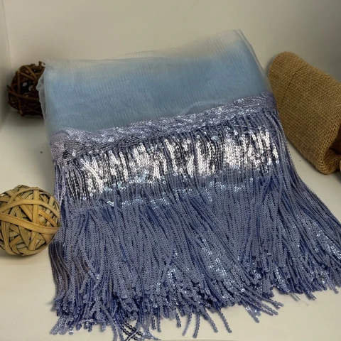 Бахрома танцювальна з паєткою 20 см (10 ярдів/9,14 м.), 29 блакитний