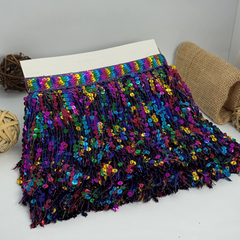 Бахрома танцювальна з паєтками 16 см (10 ярдів/9,14 м.), 12 кольоровий фіолетовий