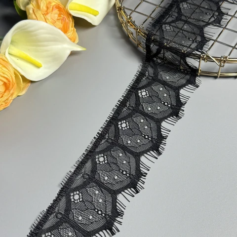 Мереживо французьке J73080 6 см. (10*3 м.), чорний