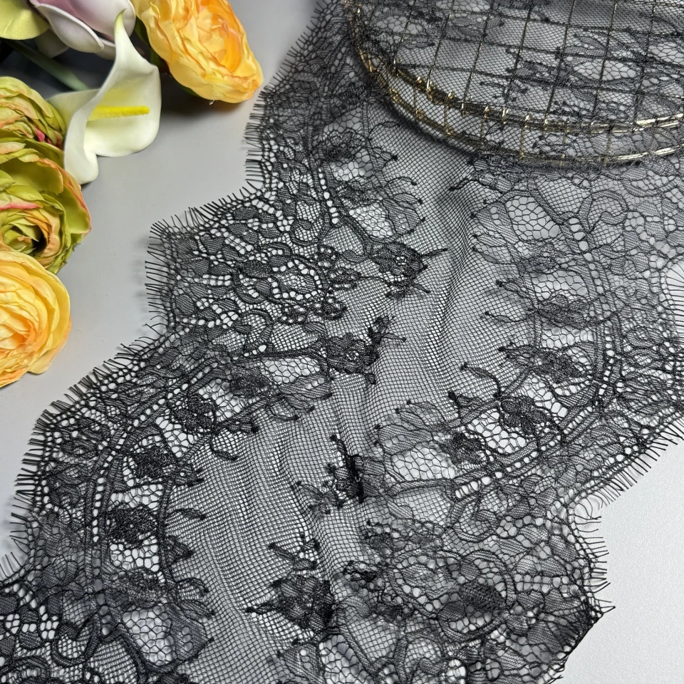 Мереживо французьке J73093 27 см. (10*3 м.), чорний