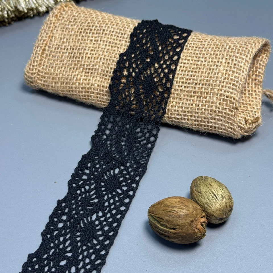Мереживо макраме 5669 5 см (200 ярдів/182,8 м), чорний